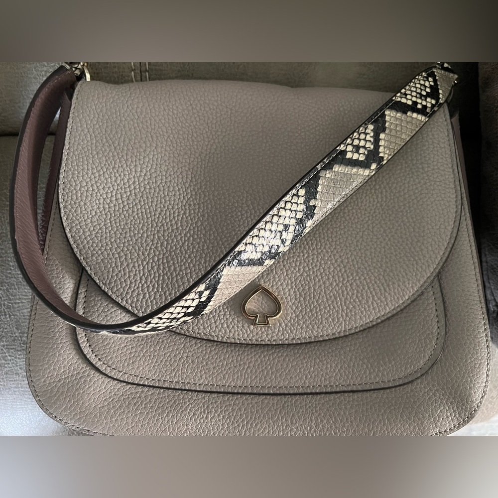 Kate Spade Kailee Neutral Medium Flap Shoulder Crossbody Leather Shoulder Bag